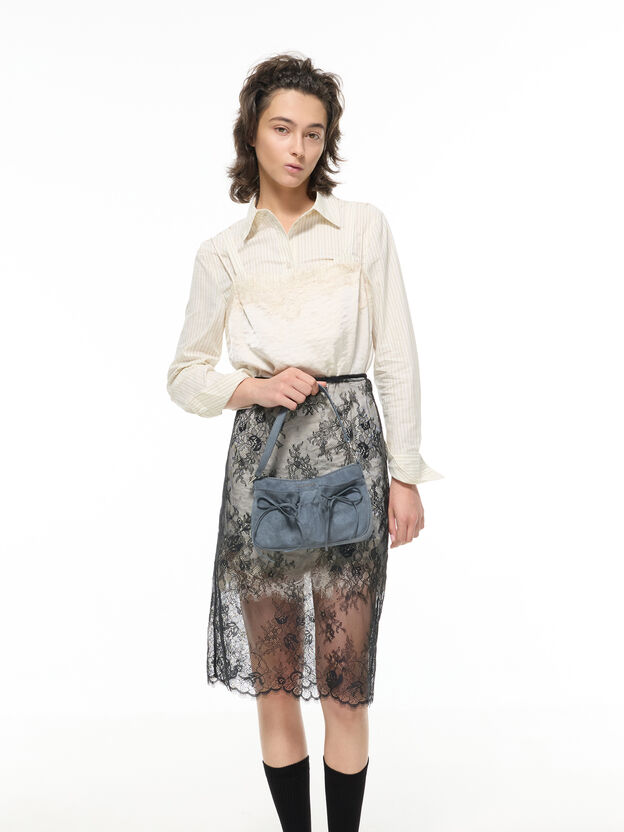 Mini Reese Ruched Bow Shoulder Bag, Smoky Blue, hi-res