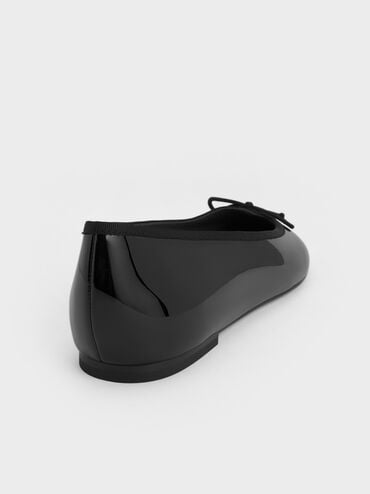 Patent Bow Ballet Flats, Black Patent, hi-res