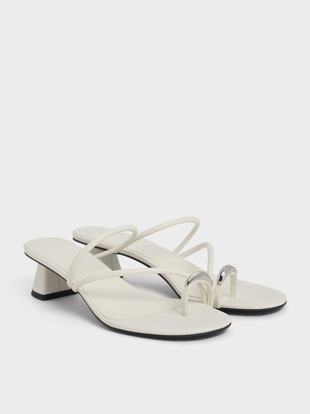 Toe-Ring Strappy Heels, Chalk, hi-res