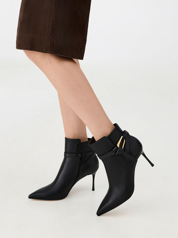 Daena Leather Stiletto Ankle Boots, Black, hi-res