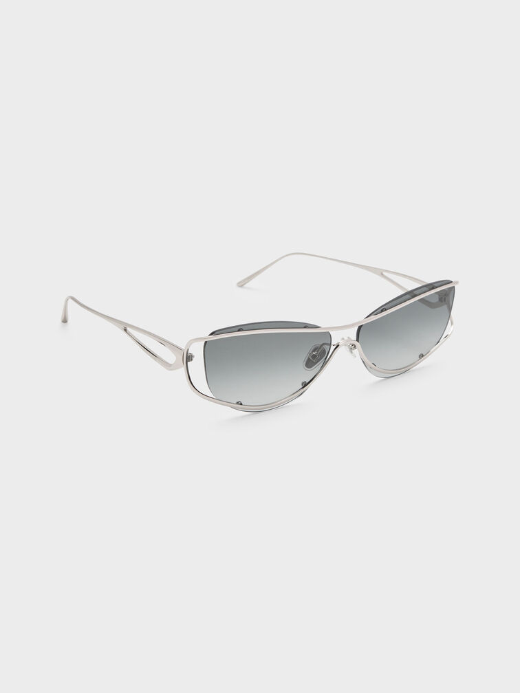 Ainsley Geometric Sunglasses, Silver, hi-res