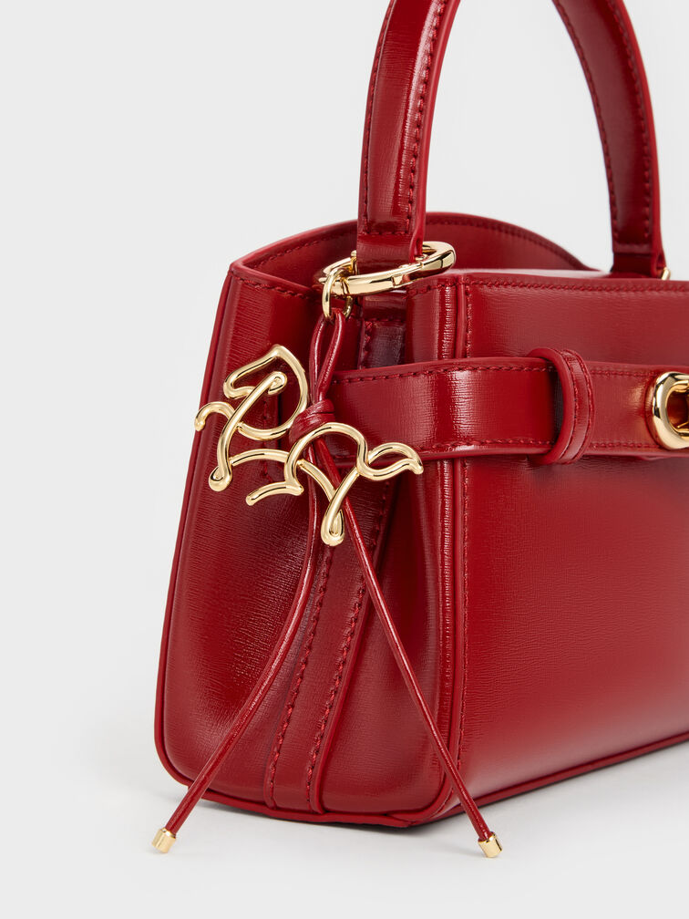 Aubrielle Horse-Motif Top Handle Bag, Tomato Red, hi-res