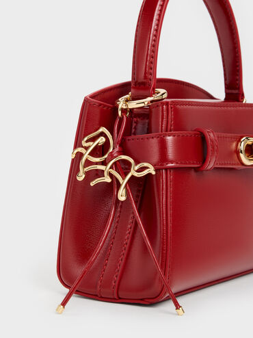 Aubrielle Horse-Motif Top Handle Bag, Tomato Red, hi-res