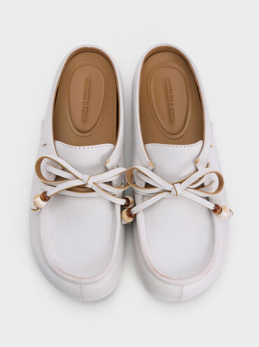 Gale Beaded-Lace Mules, White, hi-res