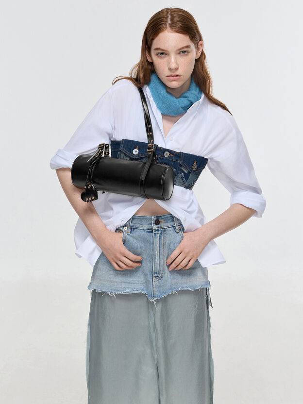 Rey Elongated Shoulder Bag, Black, hi-res