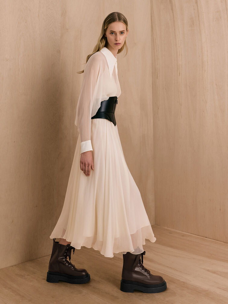 Satin-Lace Platform Combat Boots, Dark Brown, hi-res