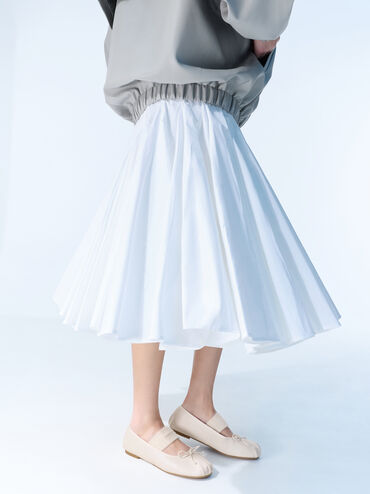 Winona Bow Furry-Strap Mary Jane Flats, Chalk, hi-res