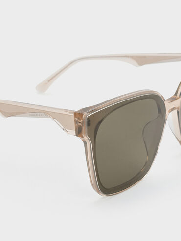Freya Recycled Acetate Square Sunglasses, Beige, hi-res