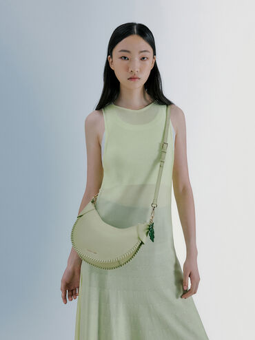 Blume Braided Curved Hobo Bag, Matcha Green, hi-res