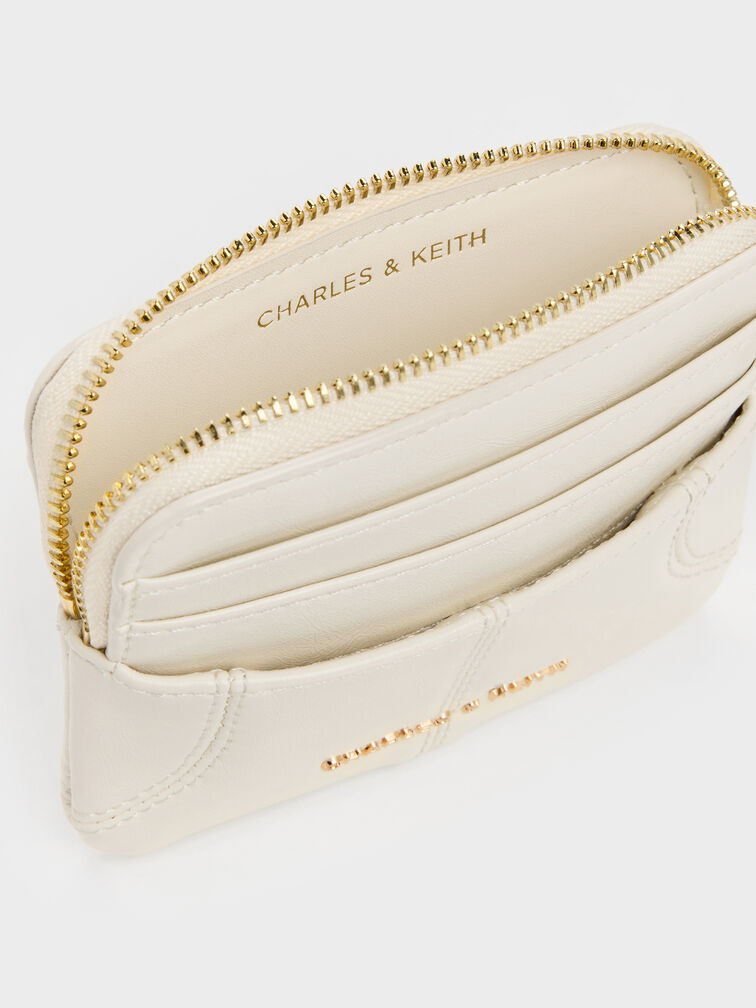 Ciara Top-Zip Card Holder, Cream, hi-res