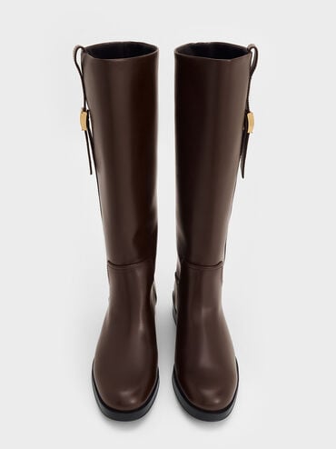 Yvette Metallic-Accent Knee-High Boots, Dark Brown, hi-res