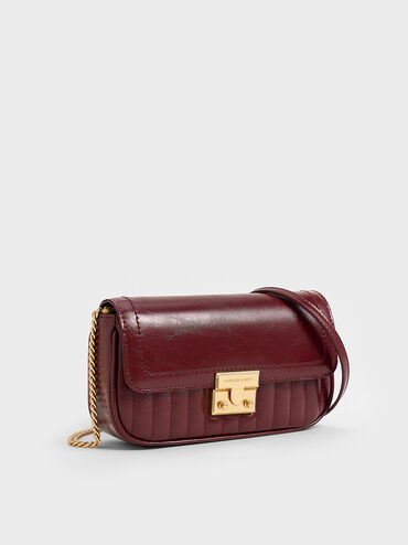 Mini Donna Crinkle-Effect Bag, Burgundy, hi-res
