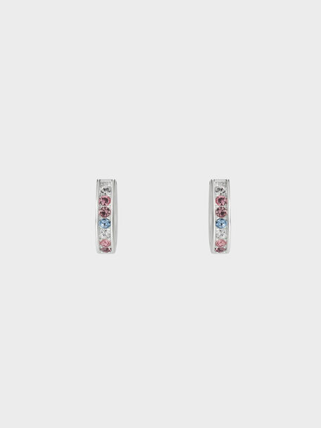 Maeve Crystal-Embellished Hoop Earrings, Silver, hi-res
