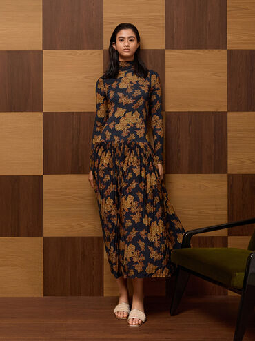 Mesh Metallic Sequinned Block-Heel Mules, Gold, hi-res