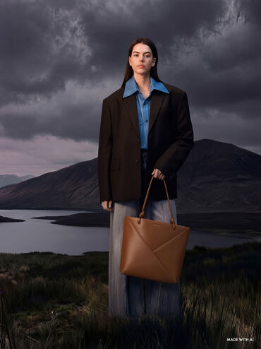 Midori Geometric Tote Bag, Chocolate, hi-res