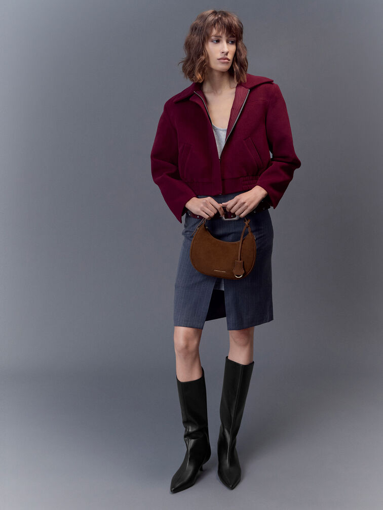 Vega Faux Suede Hobo Bag, Pecan Brown, hi-res