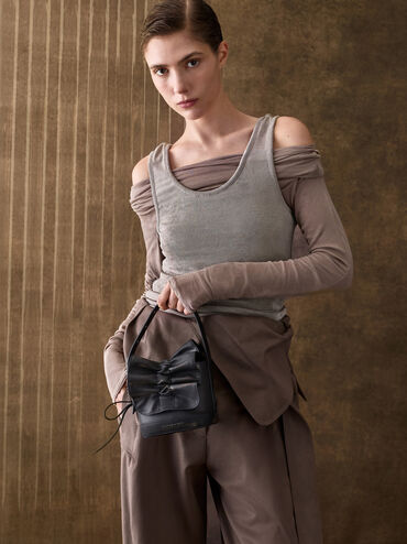 Kadee Ruched Bow-Charm Mini Bag, Burnished Brown, hi-res