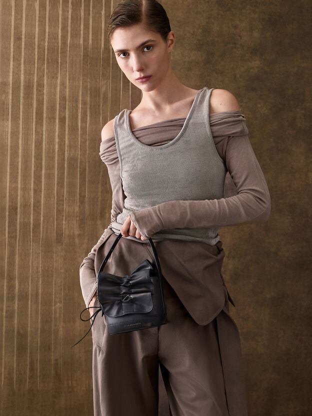 Kadee Ruched Bow-Charm Mini Bag, Burnished Brown, hi-res