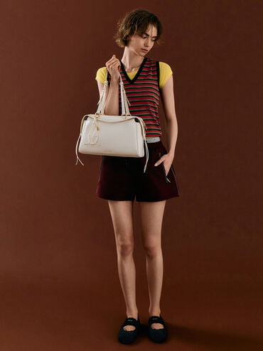Haylen Braided-Charm Tote Bag, Cream, hi-res