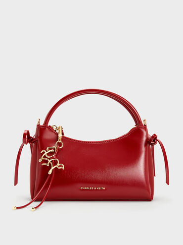 Hazel Bow Horse-Motif Top Handle Bag, Tomato Red, hi-res