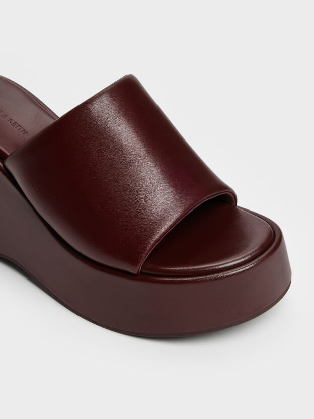 Wide-Strap Platform Wedges, Burgundy, hi-res