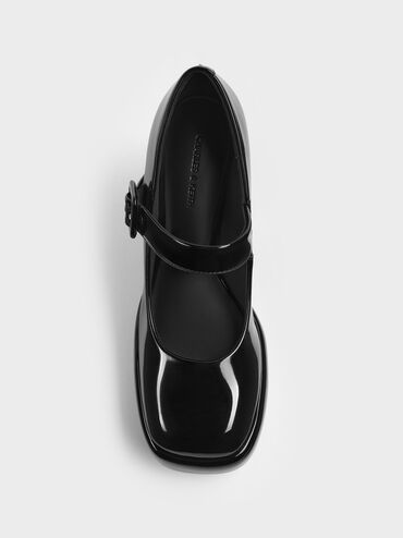 Patent Block-Heel Platform Mary Jane Pumps, Black Patent, hi-res