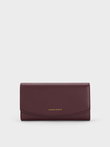 Briony Curved Flap Long Wallet, Wineberry Red, hi-res