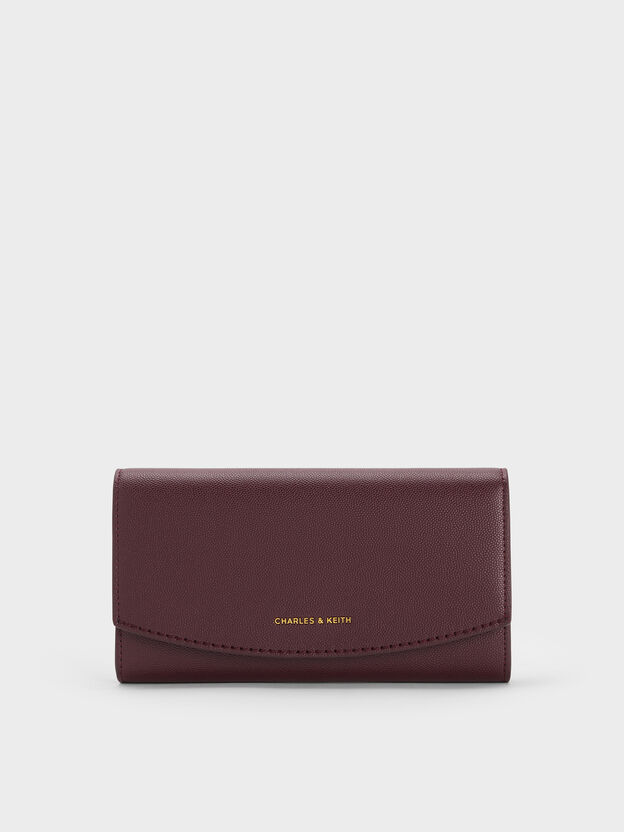 Briony Curved Flap Long Wallet, Wineberry Red, hi-res