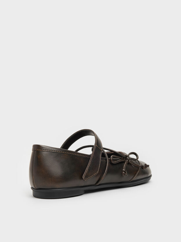 Aether Lace-Up Split-Toe Mary Jane Flats, Brown, hi-res