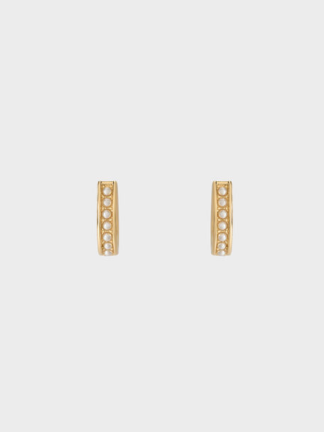 Maeve Pearl-Embellished Hoop Earrings, Gold, hi-res