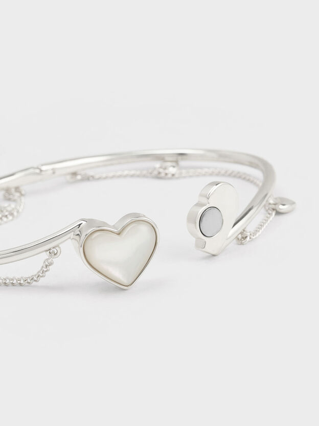 Annalise Heart Stone Chain-Link Bracelet, Silver, hi-res