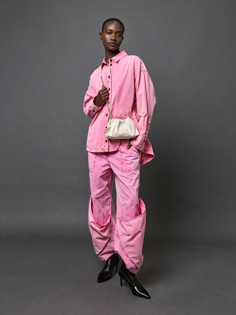 Ciara Ruched Crossbody Bag, Cream, hi-res