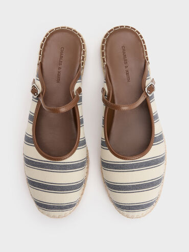 Striped Mary Jane Espadrille Mules, Dark Blue, hi-res