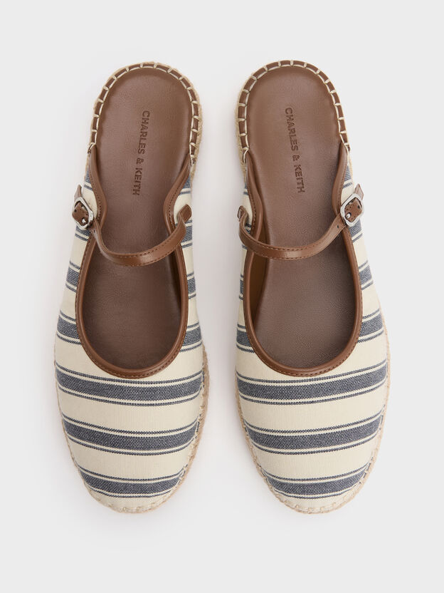 Striped Mary Jane Espadrille Mules, Dark Blue, hi-res