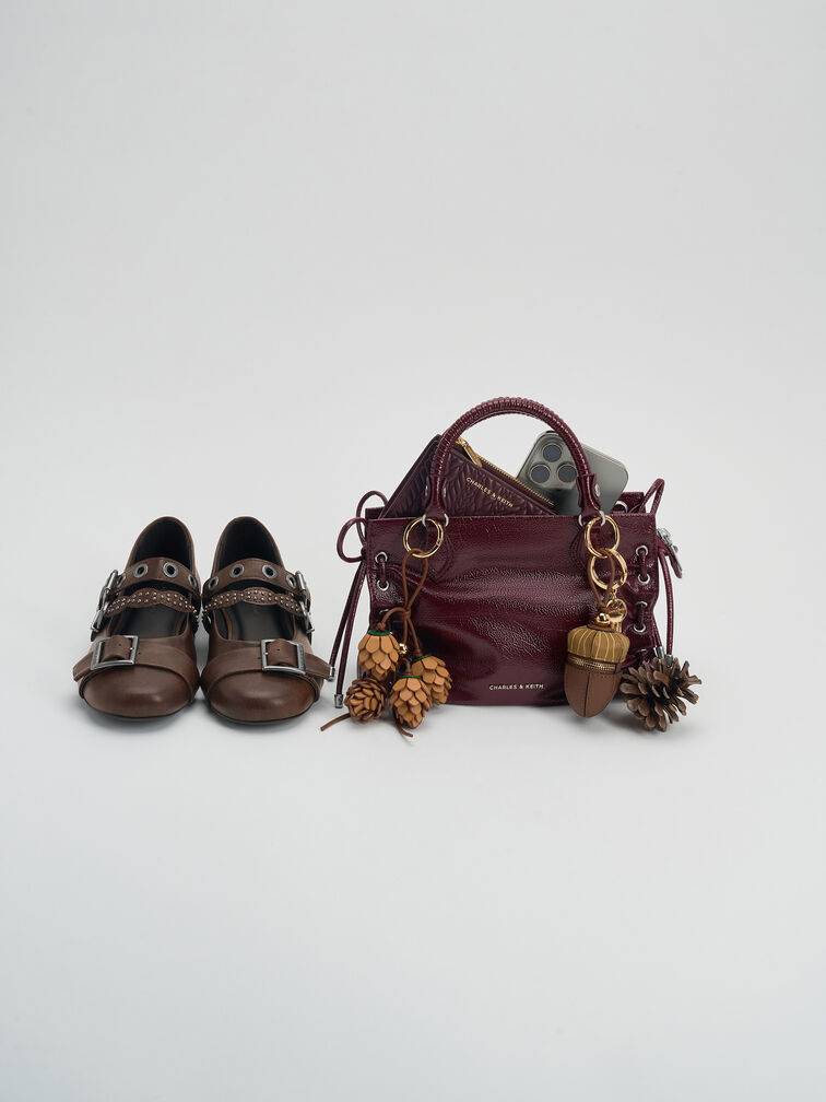 Mini Nylah Grommet Lace-Up Tote Bag, Wineberry Red, hi-res