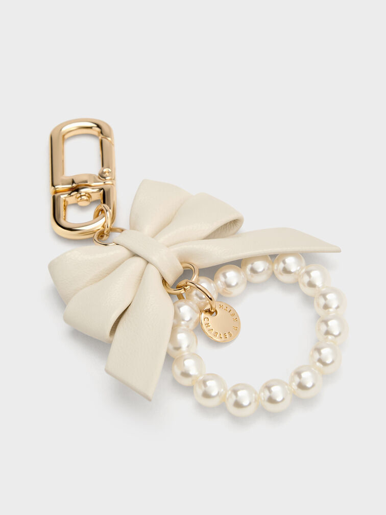 Halsey Bow-Pearl Charm, Cream, hi-res