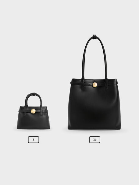 Mini Behn Belted Tote Bag, Black, hi-res
