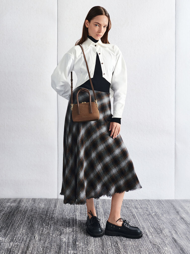 Deyna Recycled Suede Bowling Bag, Mocha Brown, hi-res