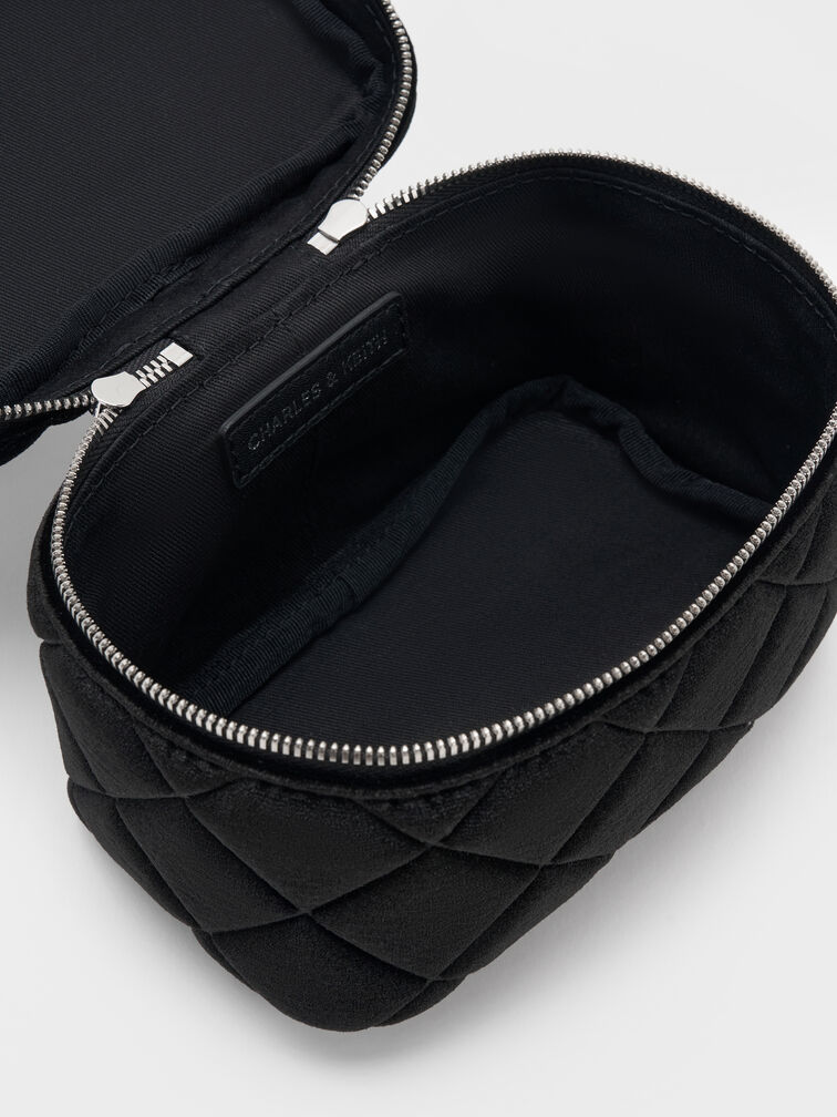Arwen Velvet Quilted Top Handle Vanity Bag, Noir, hi-res