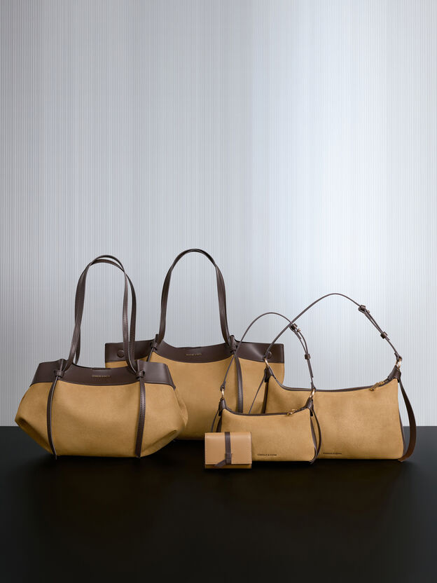 Calla Faux Suede Shoulder Bag, Sahara Sand, hi-res