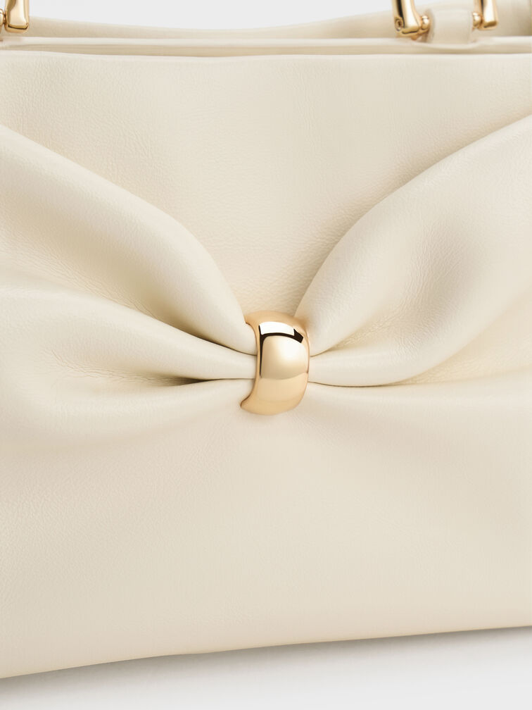 Halsey Ruched Top Handle Bag, Cream, hi-res
