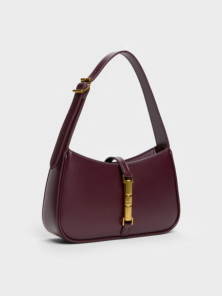 Cesia Metallic Accent Shoulder Bag, Wineberry Red, hi-res