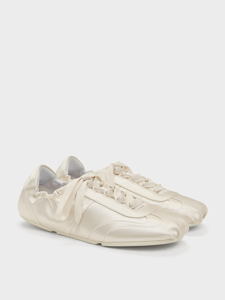 Cece Satin Ruched Sneakers, Chalk, hi-res