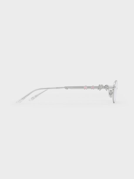 Paige Bow Crystal Clear Sunglasses, Silver, hi-res