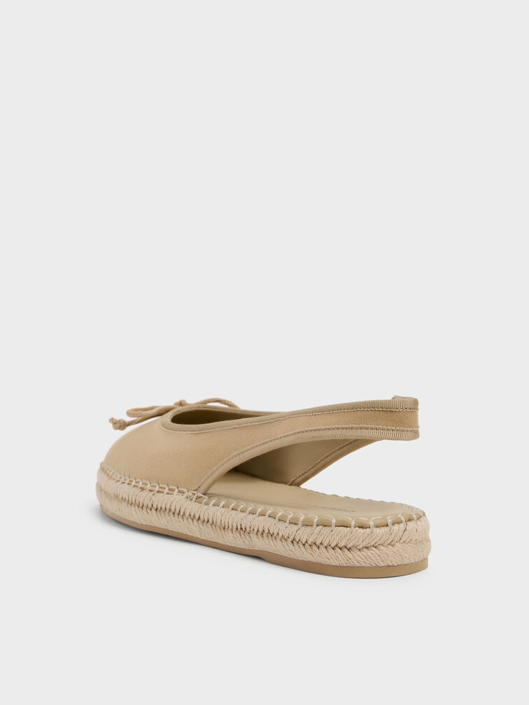 Faux Suede Bow Slingback Espadrilles, Sand, hi-res