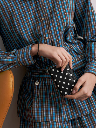Sianna Polka-Dot Wristlet, Noir, hi-res