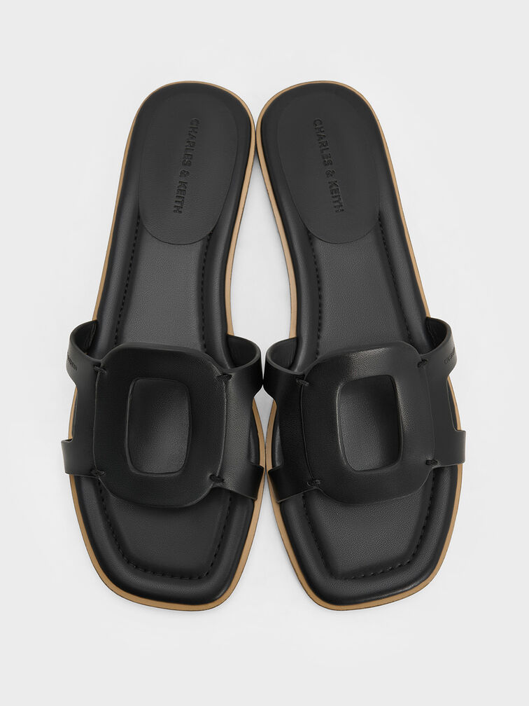 Easley Cut-Out Slide Sandals, Black, hi-res