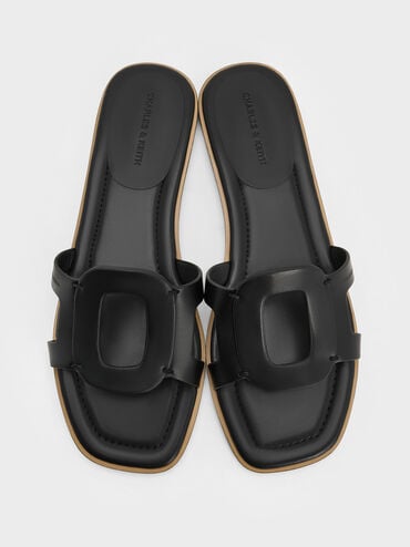 Easley Cut-Out Slide Sandals, Black, hi-res