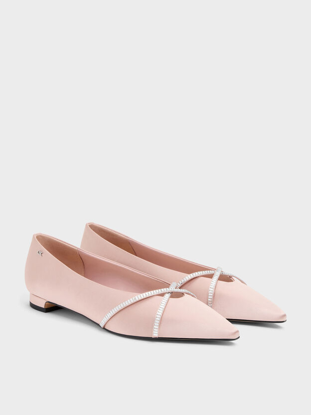 Gem Crossover Ballet Flats, Pink, hi-res
