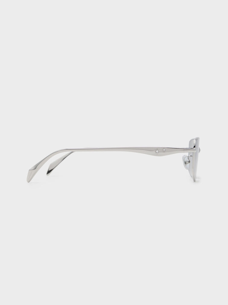 Celestia Rectangular Clear Sunglasses, Silver, hi-res